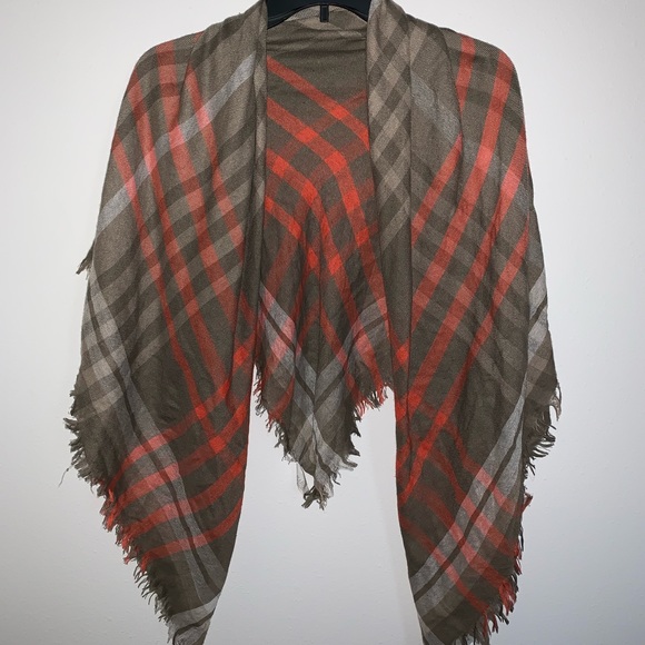 Orange & Brown Plaid Blanket Scarf - Picture 1 of 2